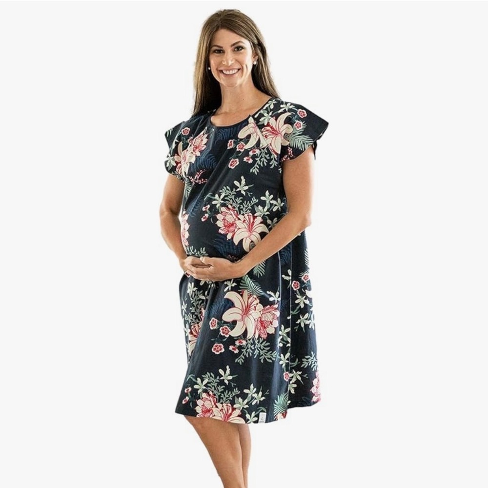 Gownies Labor Maternity Hospital Gown Floral Flowers Nursing Breastfeeding L/XL